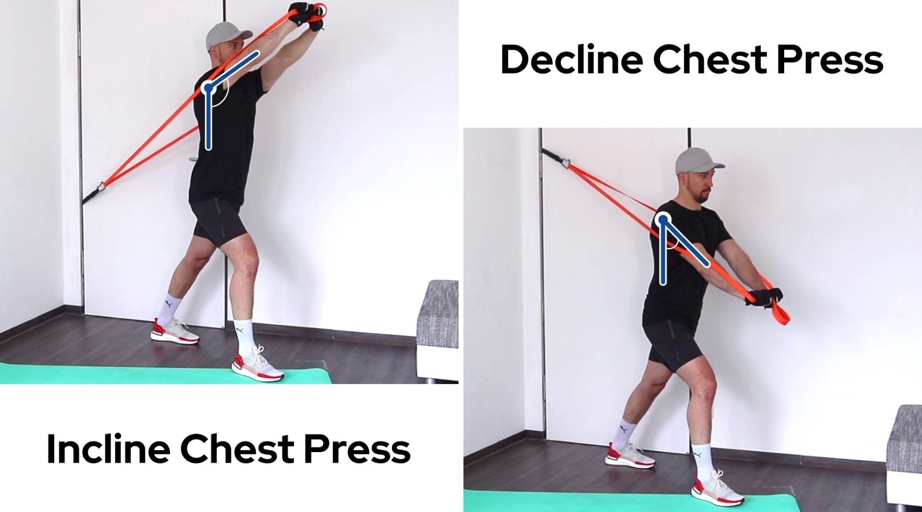 Resistance band incline press variation