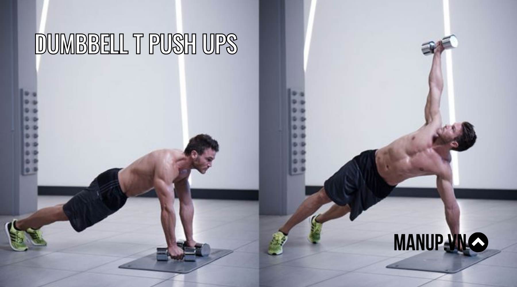 Dumbbell T Push Ups