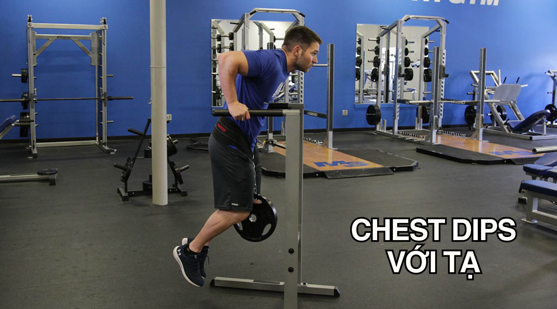 chest dips với tạ