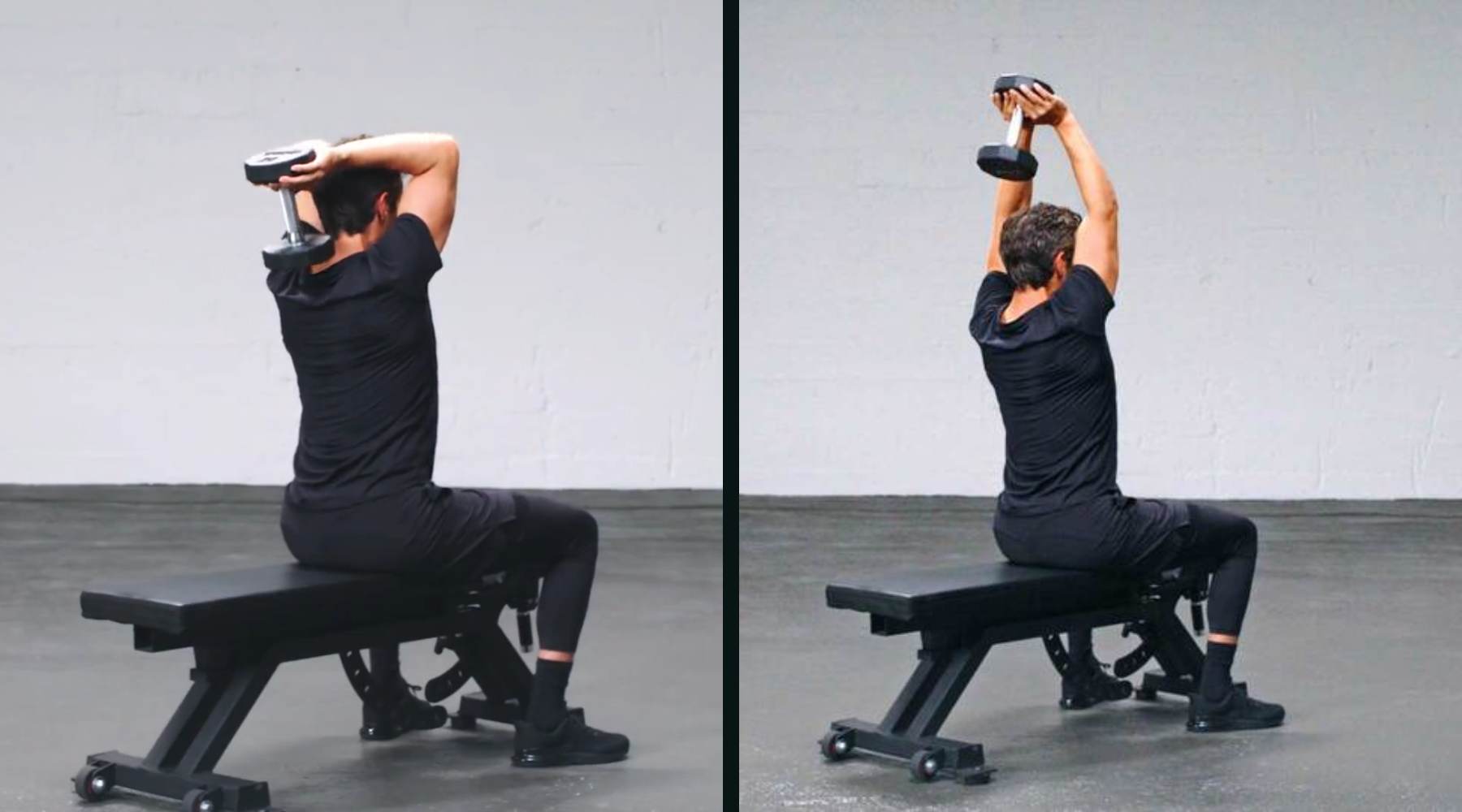 Cách thực hiện ngồi duỗi tạ đơn tập tay sau - Seated Dumbbell Tricep Extension đúng kỹ thuật