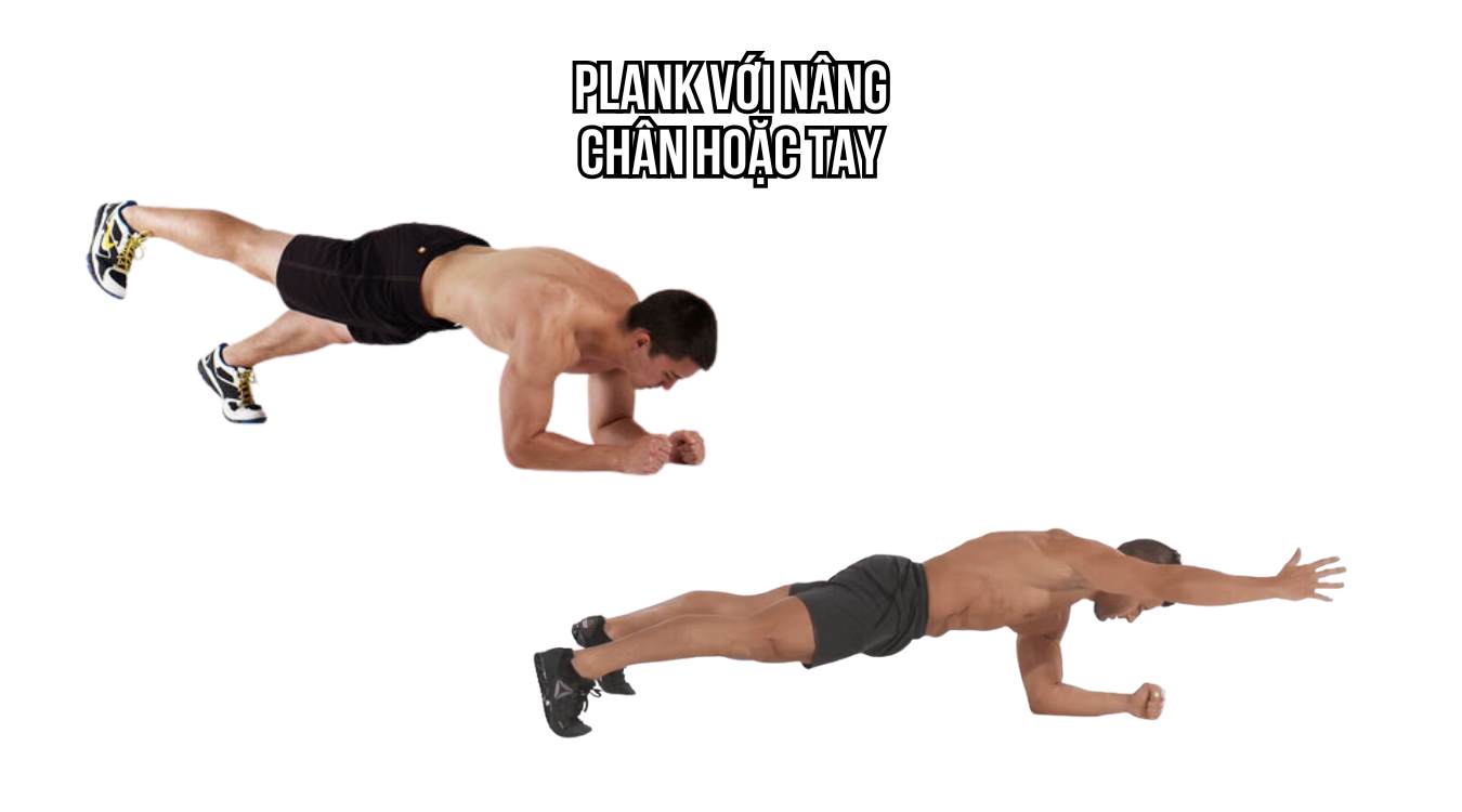 Plank với nâng chân hoặc tay