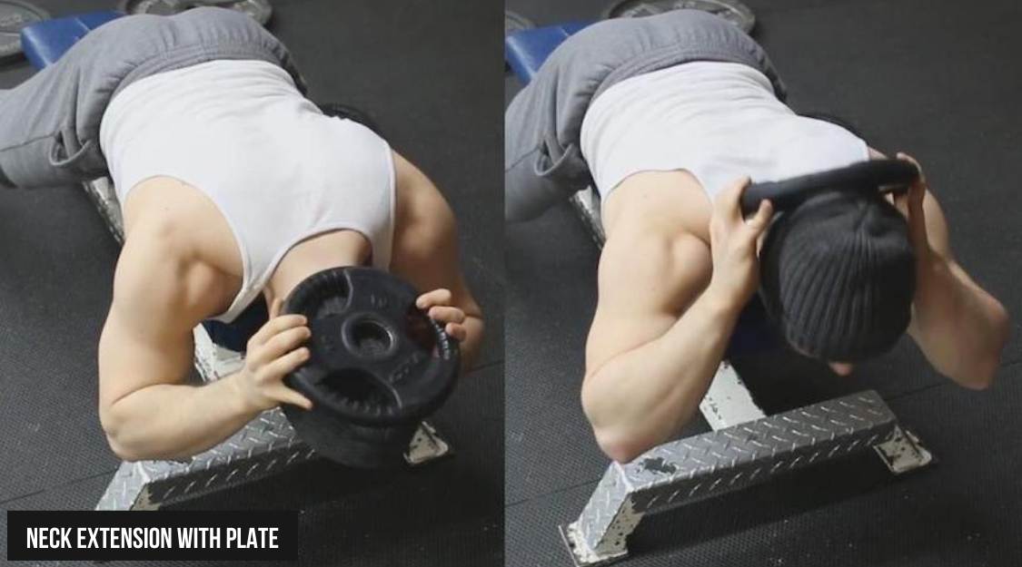 Neck Extension with Plate (Gập cổ sau với tạ đĩa)