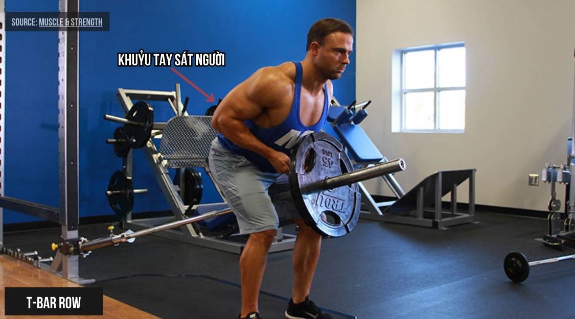 T-Bar Row với tay nắm hẹp