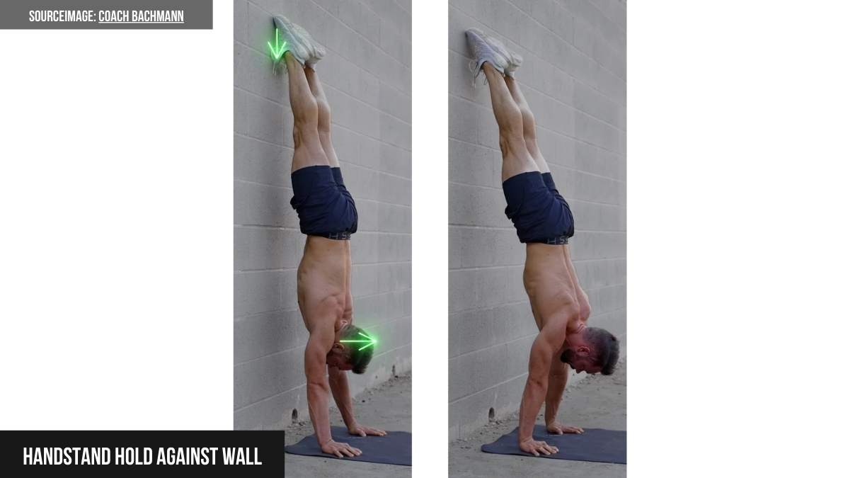 Handstand Hold Against Wall (Trồng cây chuối tựa tường)