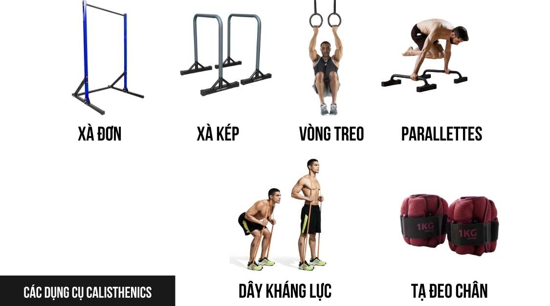 Các dụng cụ calisthenics hỗ trợ tập ngực, vai, tay sau