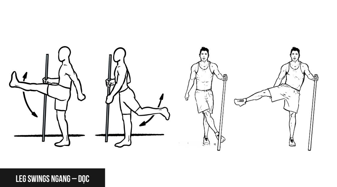 Leg swings ngang – dọc