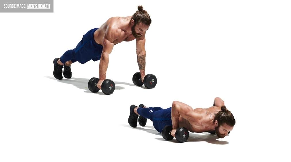 Triceps Push-Up với tạ đơn