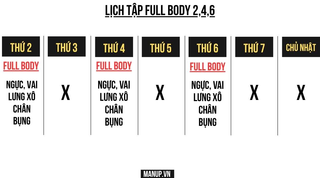 lịch tập full body 3 buổi 1 tuần