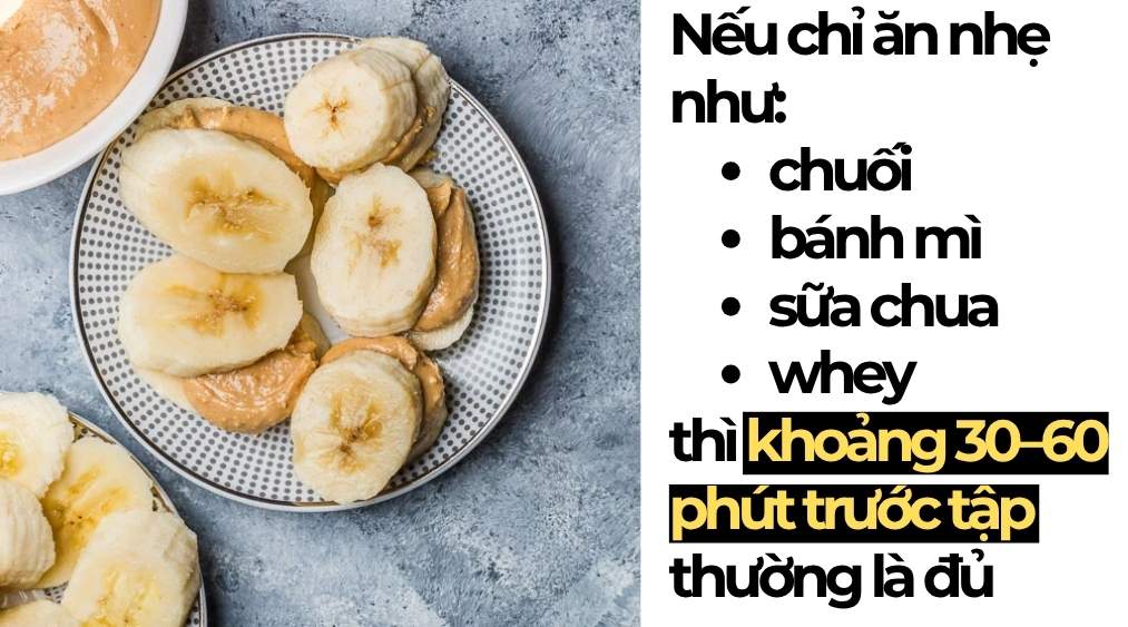 nên ăn trước khi tập gym bao nhiêu phút